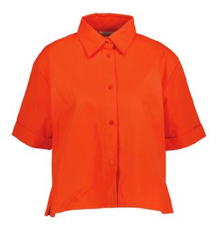 Our Sister Roodoranje katoenen blouse met korte mouwen Tulip