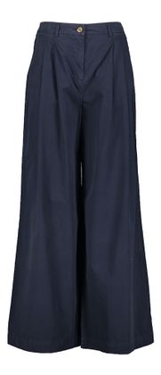 Our Sister Donkerblauwe katoenen wijde broek met bandplooi Pansmokey