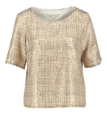 Goudkleurige blouse met pailletten en korte mouwen Marie Méro