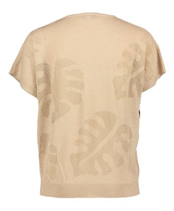 Goudkleurige pull met V-hals en korte mouwen Marie Méro
