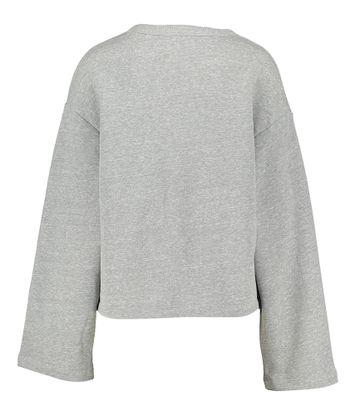 Light grey melange pull met ronde hals Closed