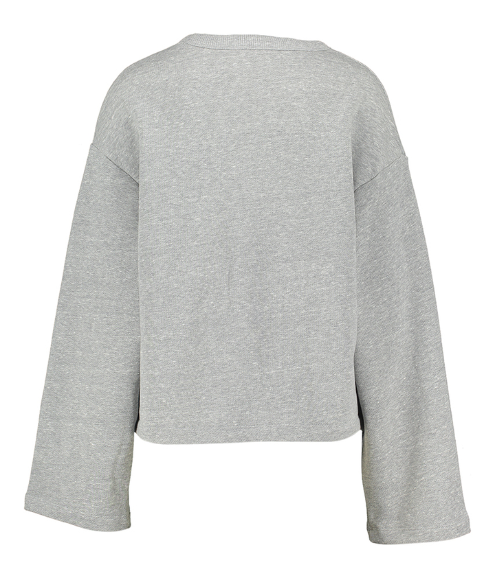Light grey melange pull met ronde hals Closed