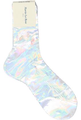 Geribbelde zilvekleurige metallic dameskousen One Ribbed Laminated Maria La Rosa