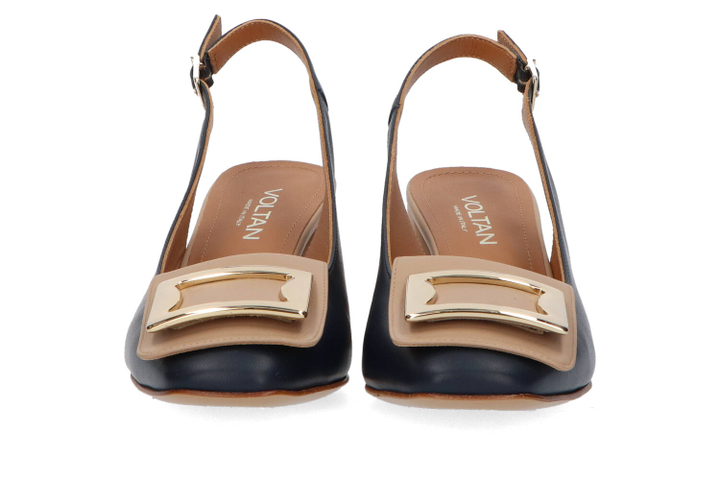 Blue beige sandalen met blokhak Voltan