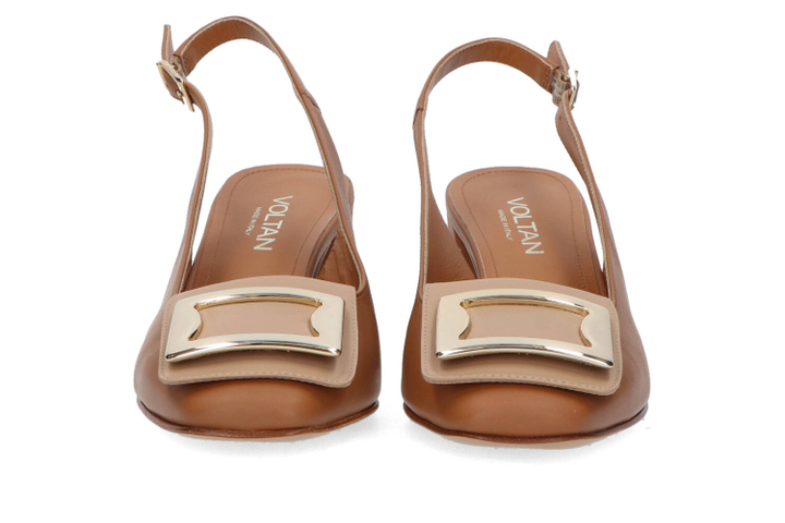 Tek beige sandalen met hak Voltan