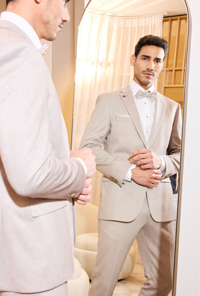 Beige kostuumblazer slim fit Roy Robson