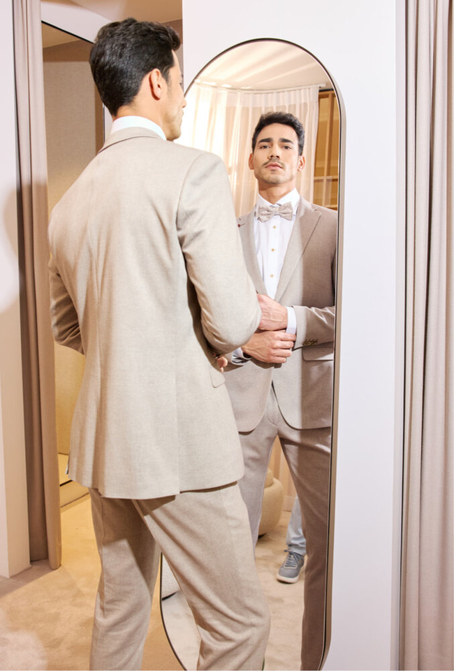 Beige kostuumblazer slim fit Roy Robson