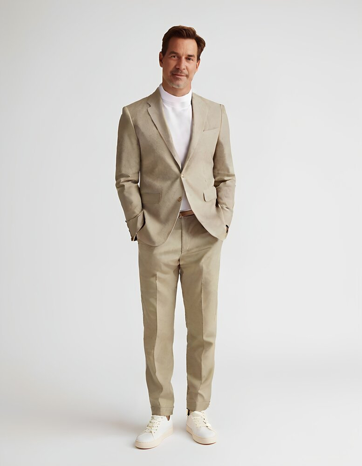 Beige geklede slim fit broek Roy Robson