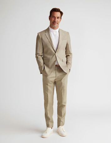 Beige geklede slim fit broek Roy Robson