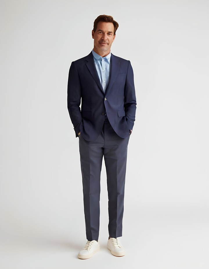 Donkerblauwe blazer met subtiel motief Roy Robson