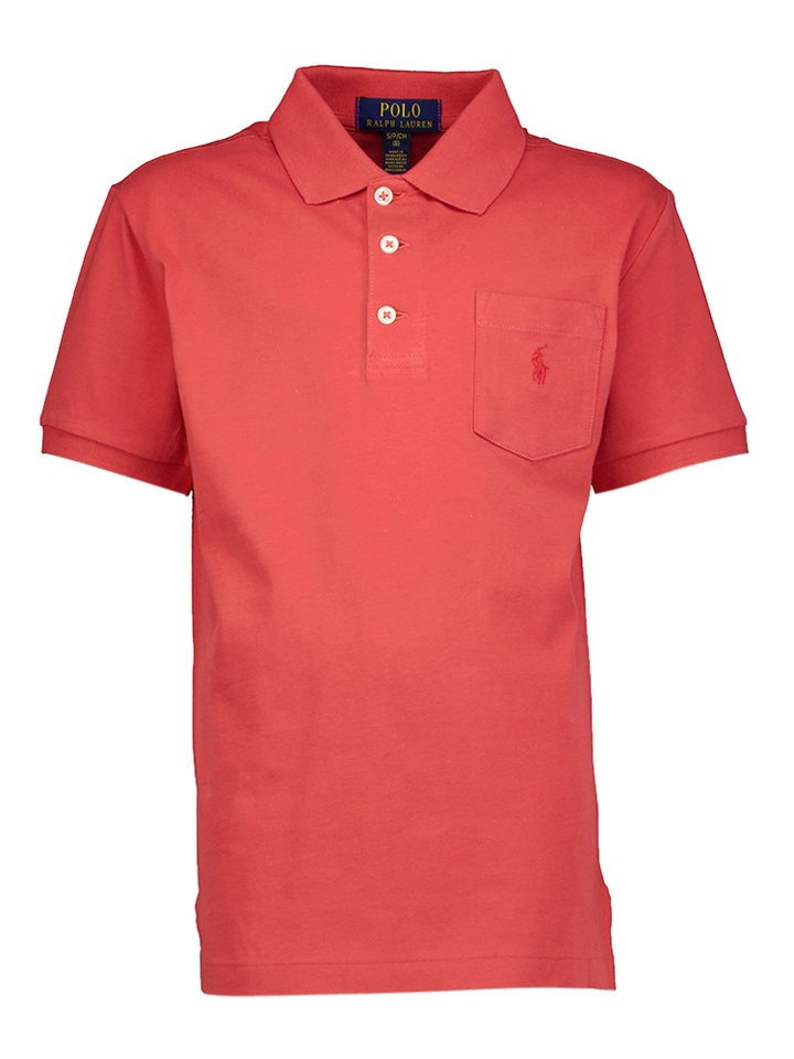 Rode katoenen polo met borstzak Ralph Lauren