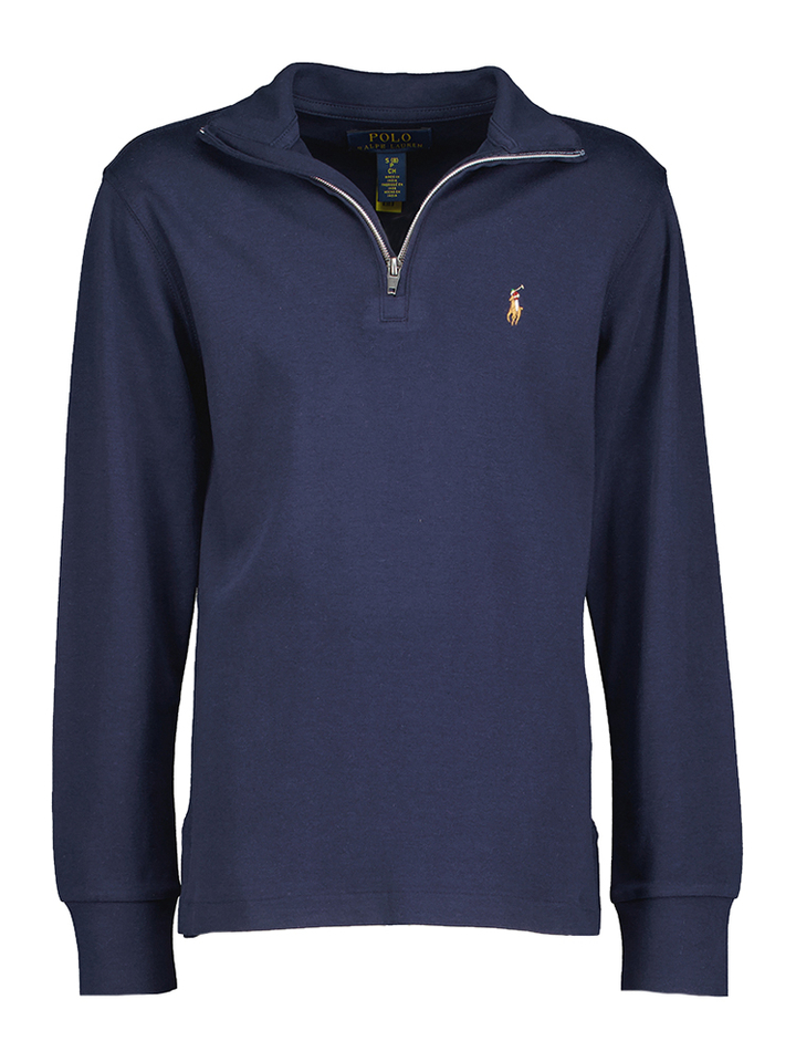 Donkerblauwe pull met korte rits Ralph Lauren