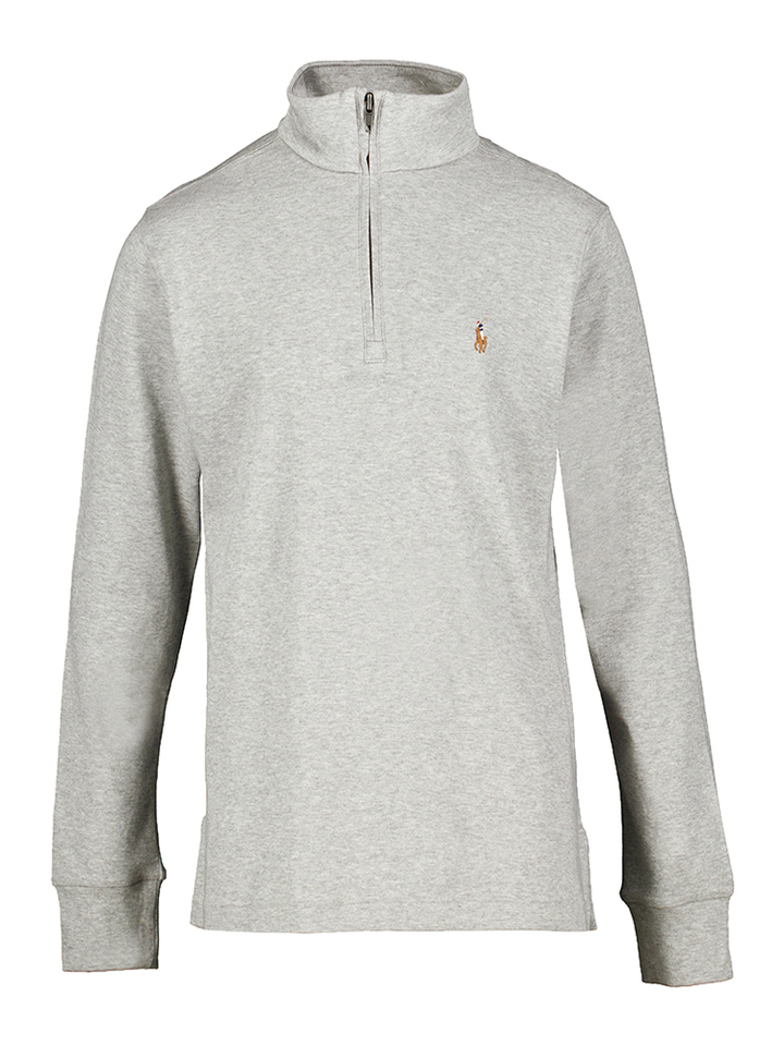 Grijze fijne katoenen pull met korte rits Ralph Lauren
