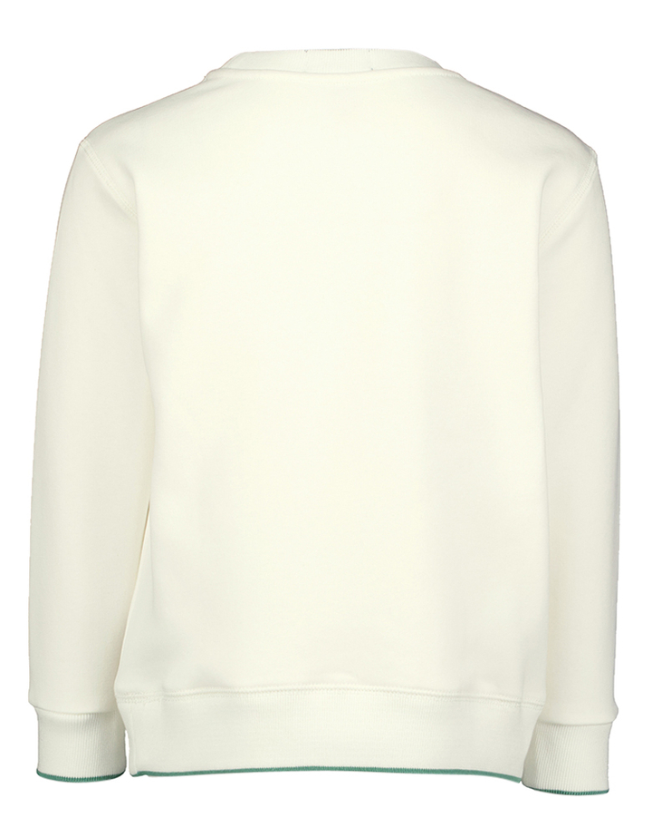 Ecru sweater met opdruk en groene afwerking Ralph Lauren