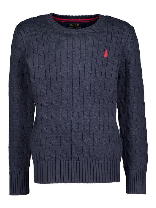 Donkerblauwe trui met kabel Ralph Lauren