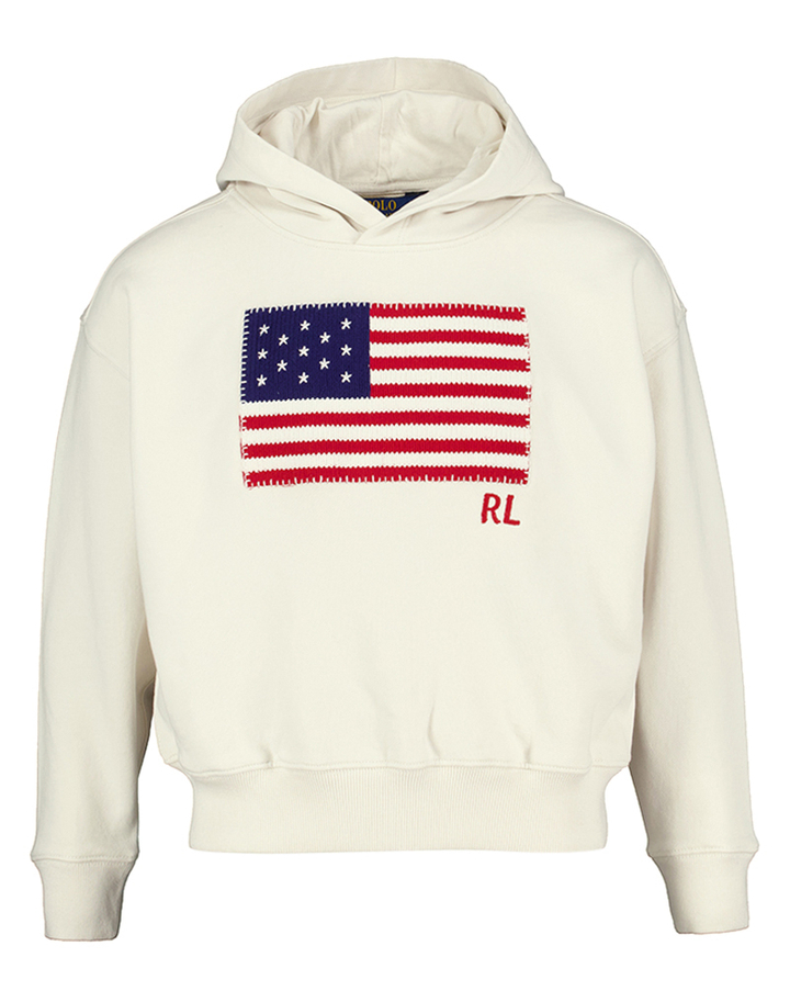 Ecru katoenen hoodie met vlag Ralph Lauren