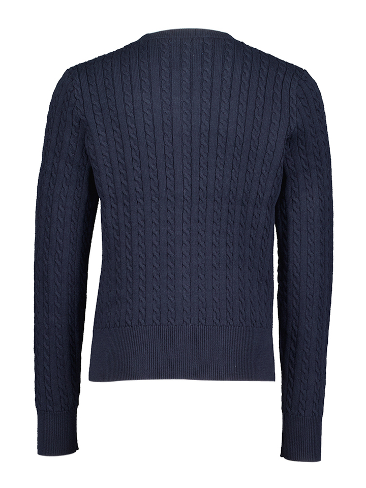Donkerblauwe cardigan met kabel Ralph Lauren 