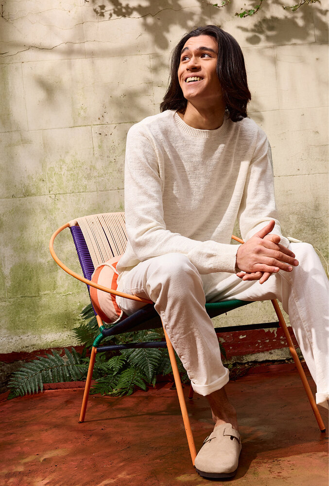 Ecru katoenen pull met ronde hals Anerkjendt