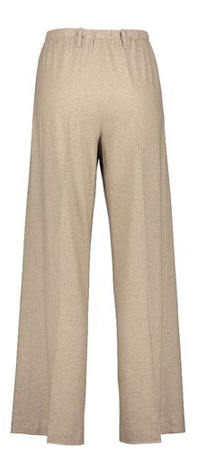 Taupe kleurige comfortabele broek met bandplooien in cashmere Liviana Conti