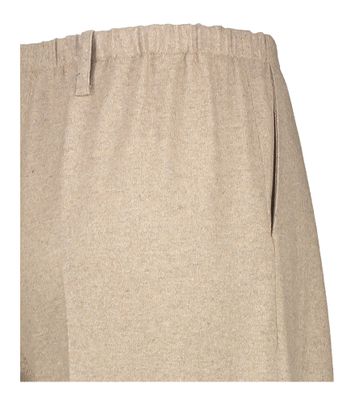 Taupe kleurige comfortabele broek met bandplooien in cashmere Liviana Conti