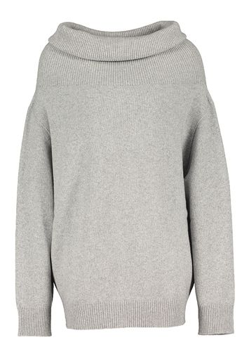 Grijze trui met boothals in cashmere Liviana Conti