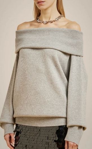 Grijze trui met boothals in cashmere Liviana Conti