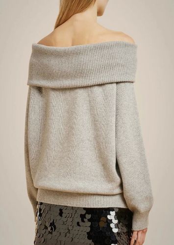 Grijze trui met boothals in cashmere Liviana Conti
