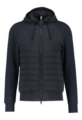 Duno Donkerblauwe padded jas met kap en sweatermouwen Strato Lissone Mirto
