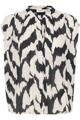 Saint Tropez Mouwloos bloesje met zwart-witte print