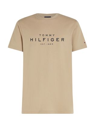 Tommy Hilfiger Beige katoenen t-shirt met merknaam