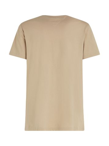 Beige katoenen t-shirt met merknaam Tommy Hilfiger 