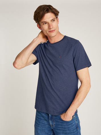 Donkerblauwe katoenen t-shirt met merklogo Tommy Hilfiger