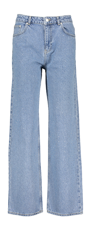 Vintage blauwe losoe fit jeans met zilveren strass en hoge taille Simona Neo Noir