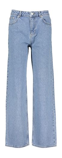 Vintage blauwe losoe fit jeans met zilveren strass en hoge taille Simona Neo Noir 