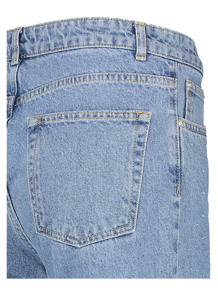 Vintage blauwe losoe fit jeans met zilveren strass en hoge taille Simona Neo Noir