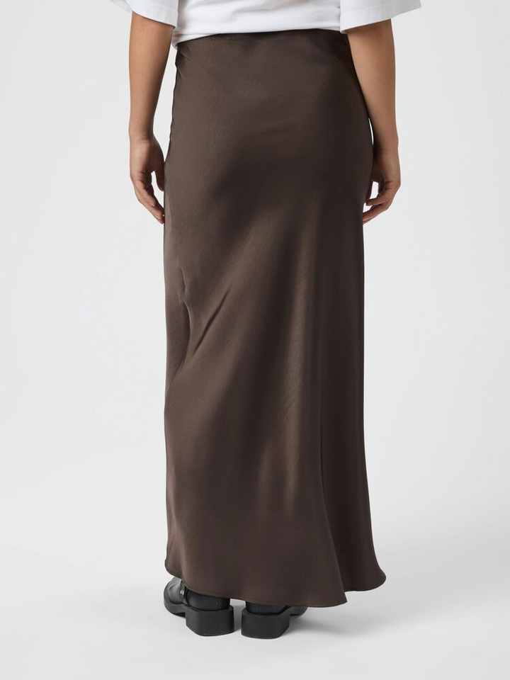 Bruine glanzende rok met elastiek Vicky Neo Noir