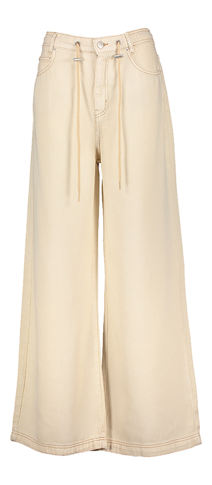 Beige losvallende wijde broek in jeanslook Obey Munthe 