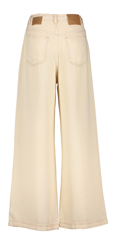 Beige losvallende wijde broek in jeanslook Obey Munthe 