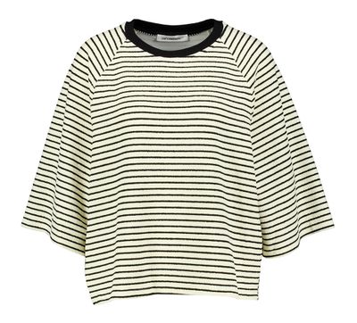 Wit/zwart gestreepte pull met driekwart mouwen Co'Couture