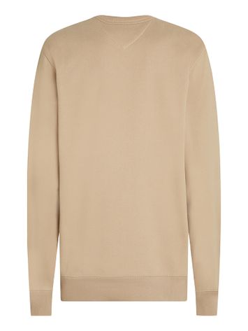 Zandkleurige trui met ronde hals en opdruk Tommy Hilfiger