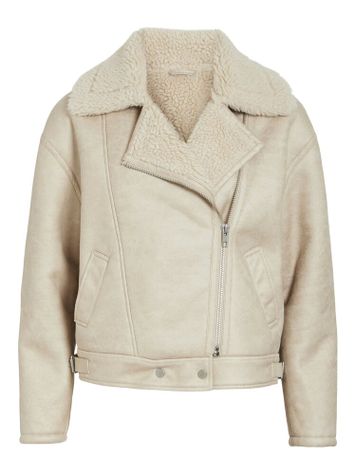 Beige jas in daim stof met teddy Virisi Vila