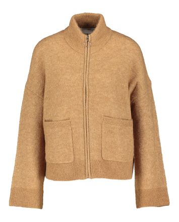 Tobacco brown melange cardigan met rits Selected 