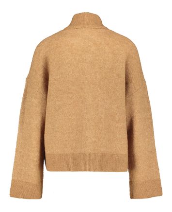 Tobacco brown melange cardigan met rits Selected 