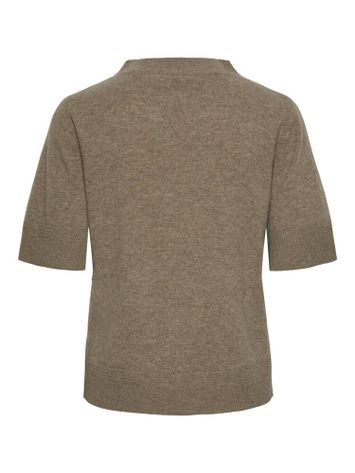 Bruinkleurige wollen pull met ronde hals en korte mouwen Yasanni Y.A.S