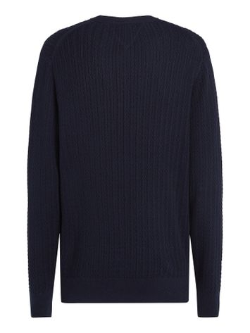 Donkerblauwe trui met kabelmotief Tommy Hilfiger 