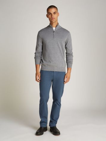 Grijze trui met rits en opstaande kraag Tommy Hilfiger 