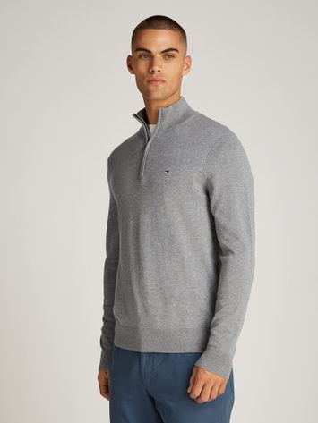 Grijze trui met rits en opstaande kraag Tommy Hilfiger 