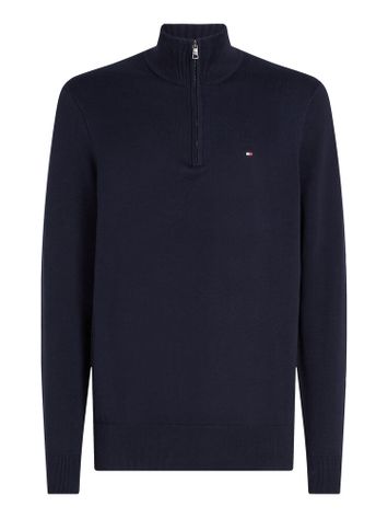 Blauwe trui met rits en opstaande kraag Tommy Hilfiger 