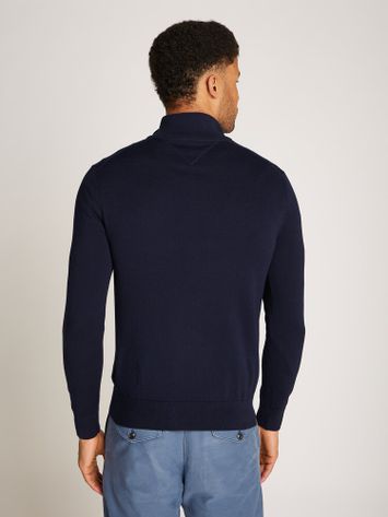 Blauwe trui met rits en opstaande kraag Tommy Hilfiger 