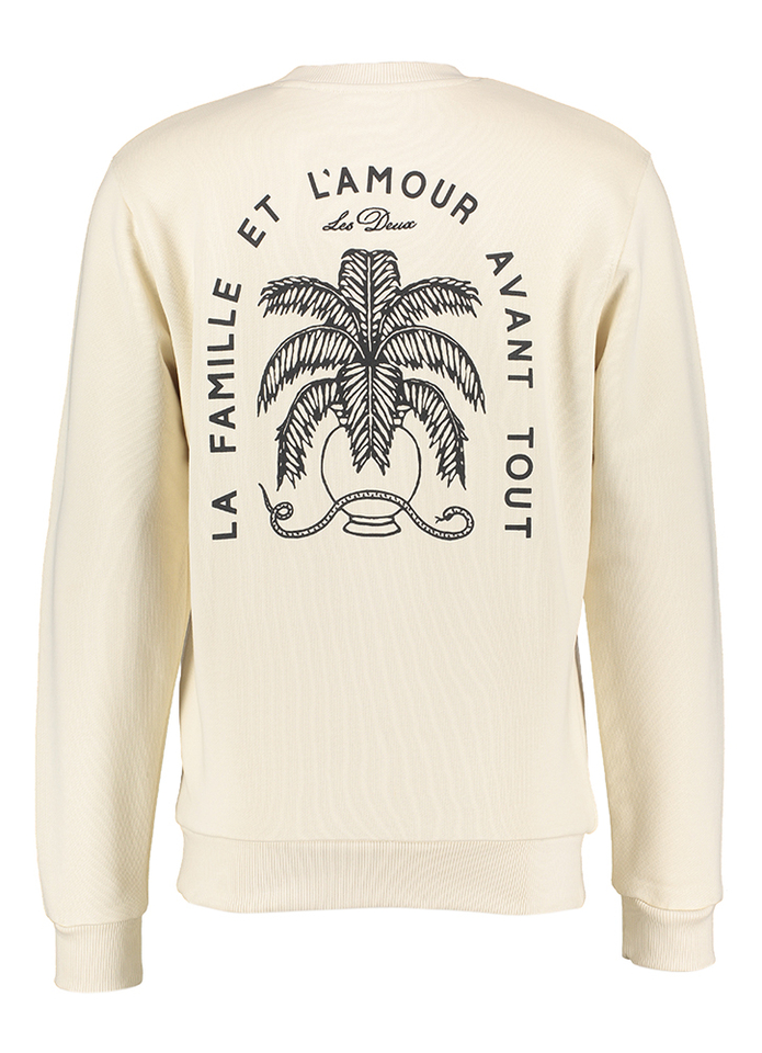 Beige sweater met ronde hals en print op de rug Les Deux